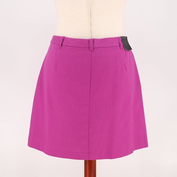 NWT BANANA REPUBLIC FACTORY Linen Blend Mini Skirt in Dark Magenta Size 16 - Picture 4 of 9